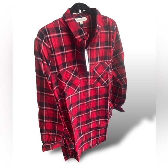 VINE & LOVE Cold Weather Shirt Size  Large Tartan Plaid Rounded Hem NWT - Picture 9 of 10
